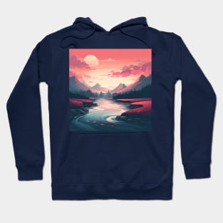 Serene Dawn over Mountain River Hoodie